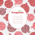 Text frame. Repeating pomegranate background, seamless fruit. Royalty Free Stock Photo