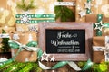 Text Frohe Weihnachten, Means Merry Christmas, Sustainable Winter, Christmas