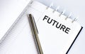 Text FUTURE on the short note texture background with pen Royalty Free Stock Photo