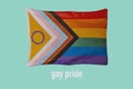 Text gay pride and progress pride flag