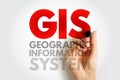 Text GIS Geographic Information System with a hand writing. Concept of mapping, spatial analysis, and geographic data management Royalty Free Stock Photo