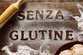 Text gluten free written in italian