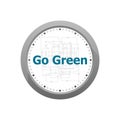 Text Go Green on digital screen, business concept . Abstract wall clock isolated on a white background Royalty Free Stock Photo