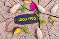 The text good vibes in tag