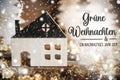 Text Gruene Weihnachten, Means Green Christmas, House, Christmas Background