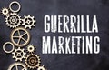 text Guerrilla Marketing on black background, concept