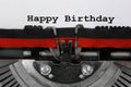 Text Happy Birthday written with the old typewriter Royalty Free Stock Photo