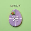 Text happy easter and decorated egg Royalty Free Stock Photo