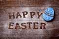 Text happy easter and decorated egg Royalty Free Stock Photo