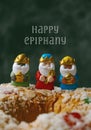 Text happy epiphany and the three kings Royalty Free Stock Photo