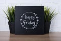 Text happy friday on blackboard Royalty Free Stock Photo