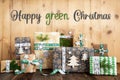 Text Happy Green Christmas, Rustic, Eco Christmas Background