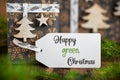 Text Happy Green Christmas, With Winter Gifts, Christmas Background