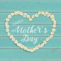 Turquoise Wood Daisy Flowers Mothers Day Heart Royalty Free Stock Photo