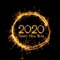 Text Happy New Year 2020 On Black Background
