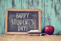 Text happy students day in a chalkboard Royalty Free Stock Photo