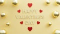 text happy valentine day and sign hearts elegant background with realistic balloons gold Royalty Free Stock Photo