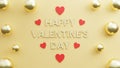 text happy valentine day and sign love elegant background with realistic balloons gold. copy space gold background
