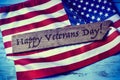 Text happy veterans day and the flag of the US Royalty Free Stock Photo