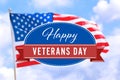 Text HAPPY VETERANS DAY with USA flag Royalty Free Stock Photo