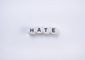 text hate from cubes with letters on a white background Royalty Free Stock Photo