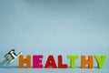 Text healthy alphabet with stethoscope, healthy and health care