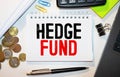 text Hedge Fund on white paper, business concept. Royalty Free Stock Photo