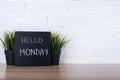 Text hello monday on blackboard Royalty Free Stock Photo