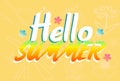 Text Hello Summer on yeloow background Royalty Free Stock Photo