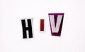 Text HIV from magazine letters human immunodeficiency virus concept health