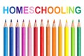 Text homeschooling with colorful pencils Royalty Free Stock Photo