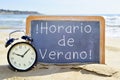 Text horario de verano, summer time in spanish Royalty Free Stock Photo