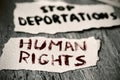 Text human rights and stop deportations Royalty Free Stock Photo