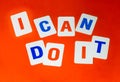 Text I can do it from cards on red background Royalty Free Stock Photo