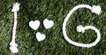 Text: I love G made from ropes on grass background. Royalty Free Stock Photo