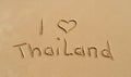 Text 'I love Thailand' in the sand Royalty Free Stock Photo