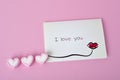 Text I love you in a postcard Royalty Free Stock Photo