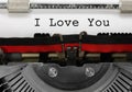 Text I Love You writen by a lover with an old typewriter