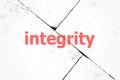 Text Integrity. Business concept . Closeup of rough textured grunge background