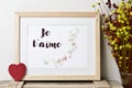 Text je t aime, I love you in french Royalty Free Stock Photo