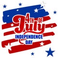 Text July 4th. Vector inscription `Independence Day` for a postcard, postcard, banner.