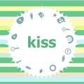 Text Kiss. Love concept . Infographics icon set. Icons of maths, graphs, mail and so on Royalty Free Stock Photo