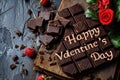 Text In Large Letters Happy Valentines Day On Chocolate Indulgence Extravaganza Background