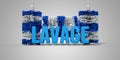 text LAVAGE in french what means wash in the center of automatic car wash rollers - 3D rendering illustration Royalty Free Stock Photo