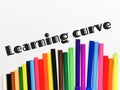 Text LEARNING CURVE on white background with colorful pencils. Royalty Free Stock Photo