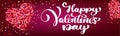Text lettering Happy Valentines day banners. Stylish hearts on a red background