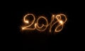 2018 text from light firework sparkler,