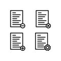 text, list, remove, delete, plus, settings sign icons. Element of outline button icons. Thin line icon for website design and Royalty Free Stock Photo