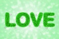 Text love with tinsel pattern