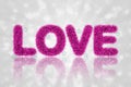 Text love with tinsel pattern